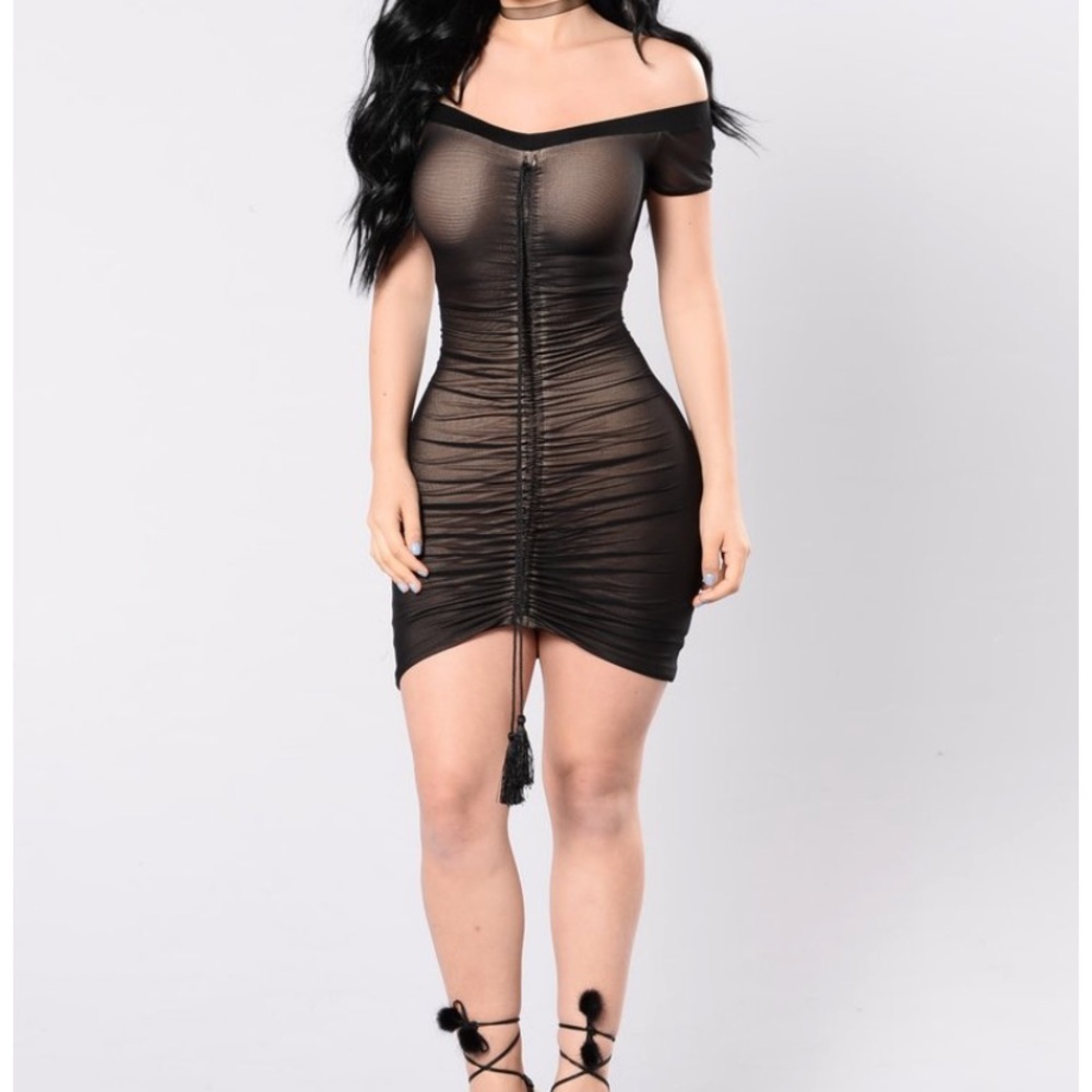 Fashion Nova black ruched dress